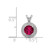 Sterling Silver Rhodium Plated Lab Created Ruby and .010 ctw Diamond Halo Pendant