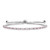 Sterling Silver Rhodium Plated October Pink CZ  Adjustable Bracelet