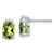 Sterling Silver Rhodium Plated Oval Peridot and Diamond Post Earrings