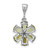 Sterling Silver Rhodium Plated Peridot and Diamond Flower Pendant