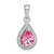 Sterling Silver Rhodium Plated Pink and Clear CZ Pendant