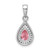 Sterling Silver Rhodium Plated Pink and Clear CZ Pendant