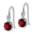 Sterling Silver Rhodium Plated Round Garnet and Diamond Wire Earrings
