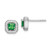 Sterling Silver Rhodium Plated Square Green and Clear CZ Post Earrings - QE-46A537BC-9889