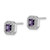 Sterling Silver Rhodium Plated Square Purple CZ and Clear CZ Post Earrings