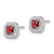 Sterling Silver Rhodium Plated Square Red CZ and Clear CZ Post Earrings - QE-D3AAA39F-3174
