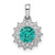 Sterling Silver Rhodium plated Teal & White CZ Pendant - QP-CFB09CB5-2115