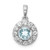 Sterling Silver Rhodium Plated White Topaz & Aquamarine Pendant