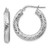 14k 4x15mm White Gold Diamond-cut Round Hoop Earrings