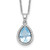 Sterling Silver Rhodium Polished Imitation Aquamarine & CZ Necklace