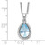 Sterling Silver Rhodium Polished Imitation Aquamarine & CZ Necklace