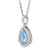 Sterling Silver Rhodium Polished Imitation Aquamarine & CZ Necklace