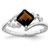 Sterling Silver Rhodium Princess-cut Smoky Quartz & Diamond Ring - QR-DC18AA54-6448