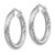 14k 4x20mm White Gold Diamond-cut Round Hoop Earrings