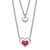 Sterling Silver Rhodium-plate Enamel Heart 2-Strand w/1in Ext Necklace