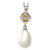 Sterling Silver Rhodium-plated  8-9mm White Teardrop Freshwater Cultured Pearl and .75CI Citrine Pendant