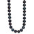 Sterling Silver Rhodium-plated 10-11mm Black Near-Round Freshwater Cultured Pearl 24 inch Necklace