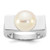 Sterling Silver Rhodium-plated 10-11mm Button White Freshwater Cultured Pearl Square Top Size 7 Ring