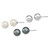 Sterling Silver Rhodium-plated 10-11mm White and Grey 10-11mm Round Imitation Shell Pearl and Ball Stet of 3 Post Earrings