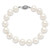 Sterling Silver Rhodium-plated 10-11mm White Near-Round Freshwater Cultured Pearl 8.25 inch Bracelet