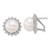 Sterling Silver Rhodium-plated 11-12mm Button White Freshwater Cultured Pearl and CZ Halo Omega Back Earrings