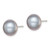 Sterling Silver Rhodium-plated 11-12mm Grey Button Freshwater Cultured Pearl Post Earrings