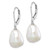 Sterling Silver Rhodium-plated 11-12mm White Keshi Freshwater Cultured Pearl Leverback Dangle Earrings