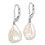 Sterling Silver Rhodium-plated 13-15mm White Keshi Freshwater Cultured Pearl Leverback Dangle Earrings