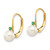 14k 5-5.5mm White Round FW Cultured Pearl Emerald Leverback Earrings