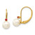 14k 5-5.5mm White Round FW Cultured Pearl Ruby Leverback Earrings