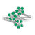 Sterling Silver Rhodium-plated 3 Flower Emerald and Diamond Ring - QR-903F6824-6710