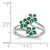 Sterling Silver Rhodium-plated 3 Flower Emerald and Diamond Ring - QR-B9D248D4-4428