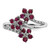 Sterling Silver Rhodium-plated 3 Flower Ruby and Diamond Ring - QR-7AB7B96D-5707