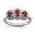 Sterling Silver Rhodium-plated 3 Stone Garnet & Diamond Ring - QD-1387F4E5-1881