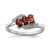 Sterling Silver Rhodium-plated 3 Stone Garnet & Diamond Ring - QD-E79B40F8-1082