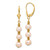14k 5-6mm Pink Semi-Round Freshwater Cultured Pearl Dangle Leverback Earrings