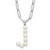 Sterling Silver Rhodium-plated 3-5.5mm White Button Freshwater Cultured Pearl LETTER J 18 inch Necklace