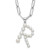 Sterling Silver Rhodium-plated 3-5.5mm White Button Freshwater Cultured Pearl LETTER R 18 inch Necklace