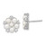 Sterling Silver Rhodium-plated 3-5mm White Button Freshwater Cultured Pearl and CZ Flower Post Earrings