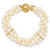 14k 5-6mm White Near-Round Freshwater Cultured Pearl 3-Strand 7.5 inch Bracelet