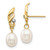 14k 5-6mm White Rice Freshwater Cultured Pearl and .02 Carat Diamond Post Dangle Earrings