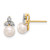 14k 5-6mm White Round Freshwater Cultured Pearl and .06 Carat Diamond Post Earrings