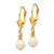 14k 5-6mm White Semi-round Freshwater Cultured Pearl Dangle Leverback Earrings - XF-08E0F366-1640