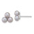 Sterling Silver Rhodium-plated 5-6mm Button Grey Freshwater Cultured 3-Pearl Post Earrings