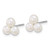 Sterling Silver Rhodium-plated 5-6mm Button White Freshwater Cultured 3-Pearl Post Earrings
