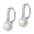 Sterling Silver Rhodium-plated 5-6mm White Button Freshwater Cultured Pearl and CZ Halo Leverback Dangle Earrings