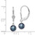 Sterling Silver Rhodium-plated 6-7mm Black Round Freshwater Cultured Pearl Leverback Dangle Earrings - QE-55036C7F-4930
