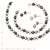 Sterling Silver Rhodium-plated 6-7mm Grey and Black Semi-Round Freshwater Cultured Pearl 18 inch Necklace and 7.25 Bracelet and 3-piece Button Post Earrings Set