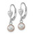 Sterling Silver Rhodium-plated 6-7mm Grey Round Freshwater Cultured Pearl Heart Leverback Dangle Earrings