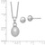 Sterling Silver Rhodium-plated 6-7mm Grey Teardrop Freshwater Cultured Pearl 17 inch Necklace and Button Earrings Set